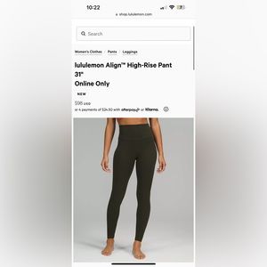 Lululemon size 8 army green leggings